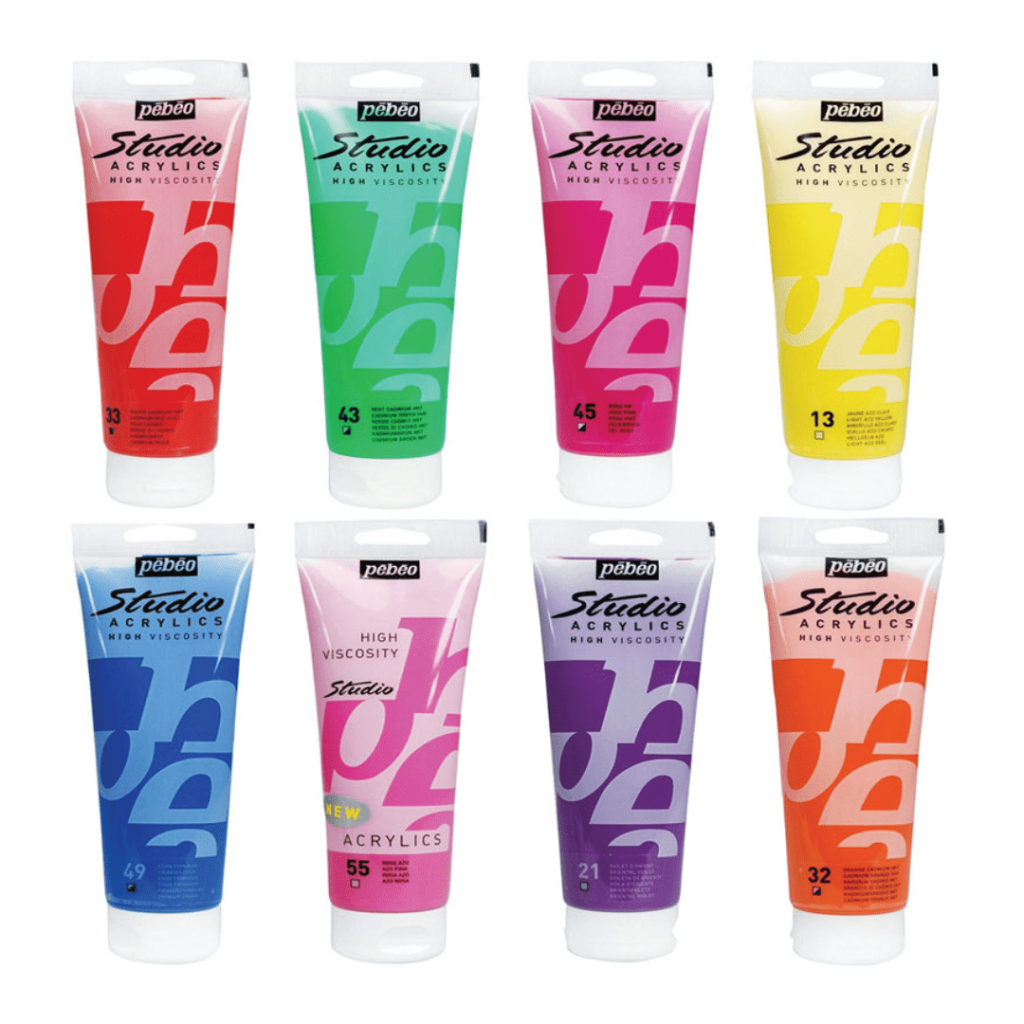 Coffret Peinture Acrylique Pébéo Studio - 30 Tubes 20 Ml + Pinceau, Couleurs Vives Et Pigments Haute Qualité