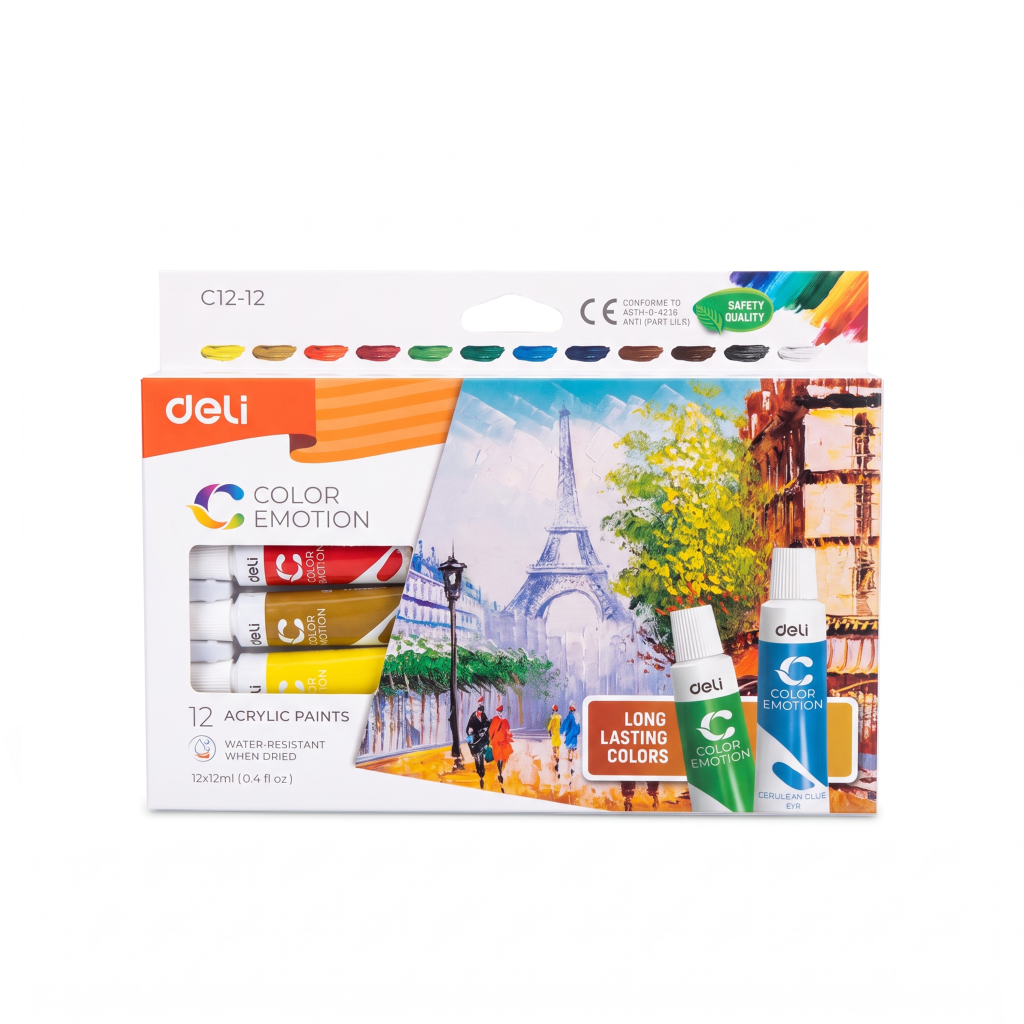 DELI ACRYLIC COLOURS SET OF 12X12ML
