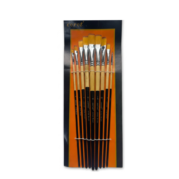 COROT ARTIST BRUSH CREAM AND BLACK STICK SET OF 9 SLANT