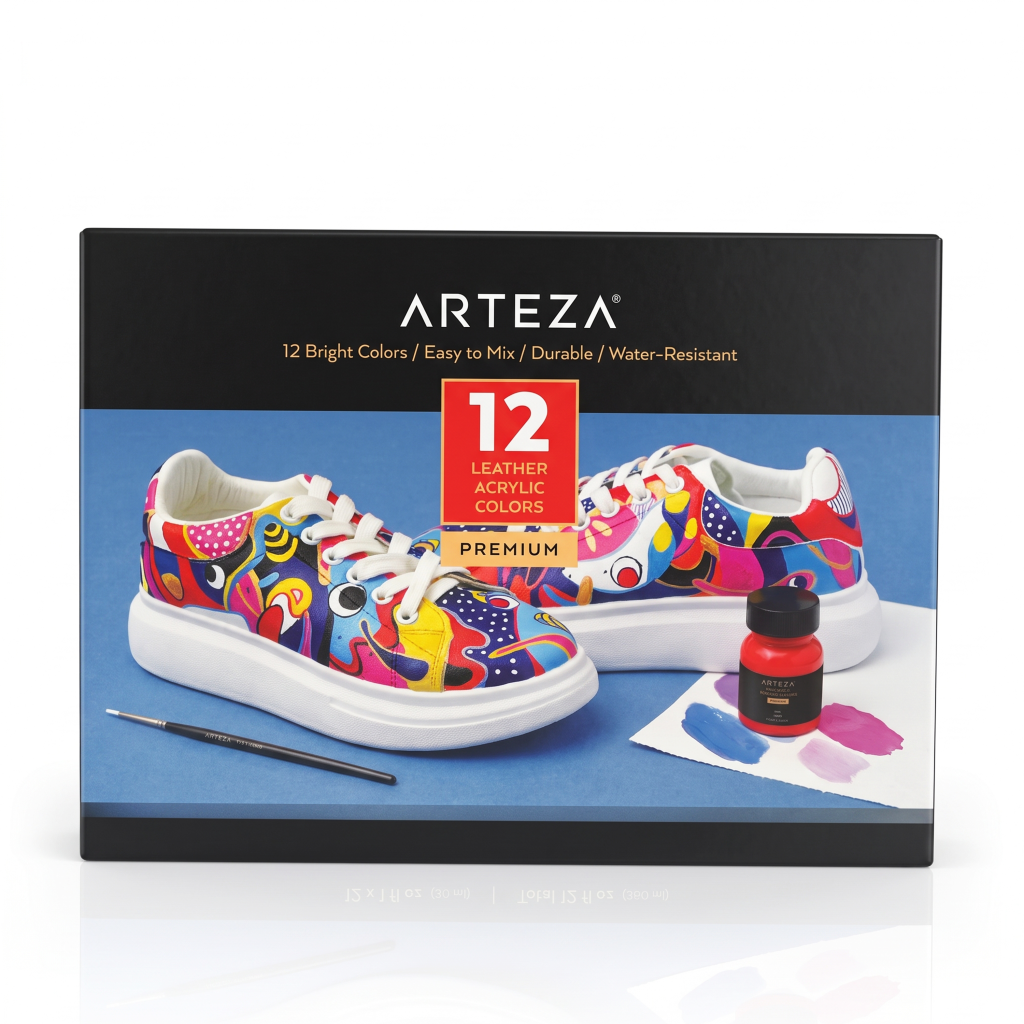 ARTEZA LEATHER ACRYLIC COLOURS SET 12X30ML