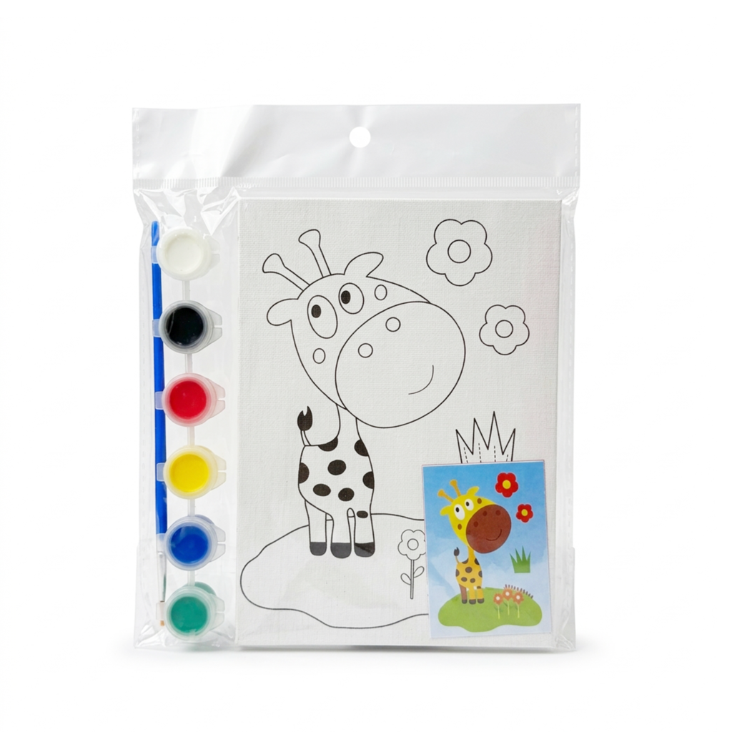 PREDRAWN CANVAS PANEL WITH PAINT AND BRUSH